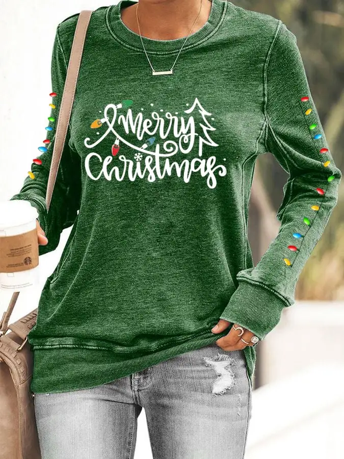 Women's Merry Christmas Printed Sweatshirt