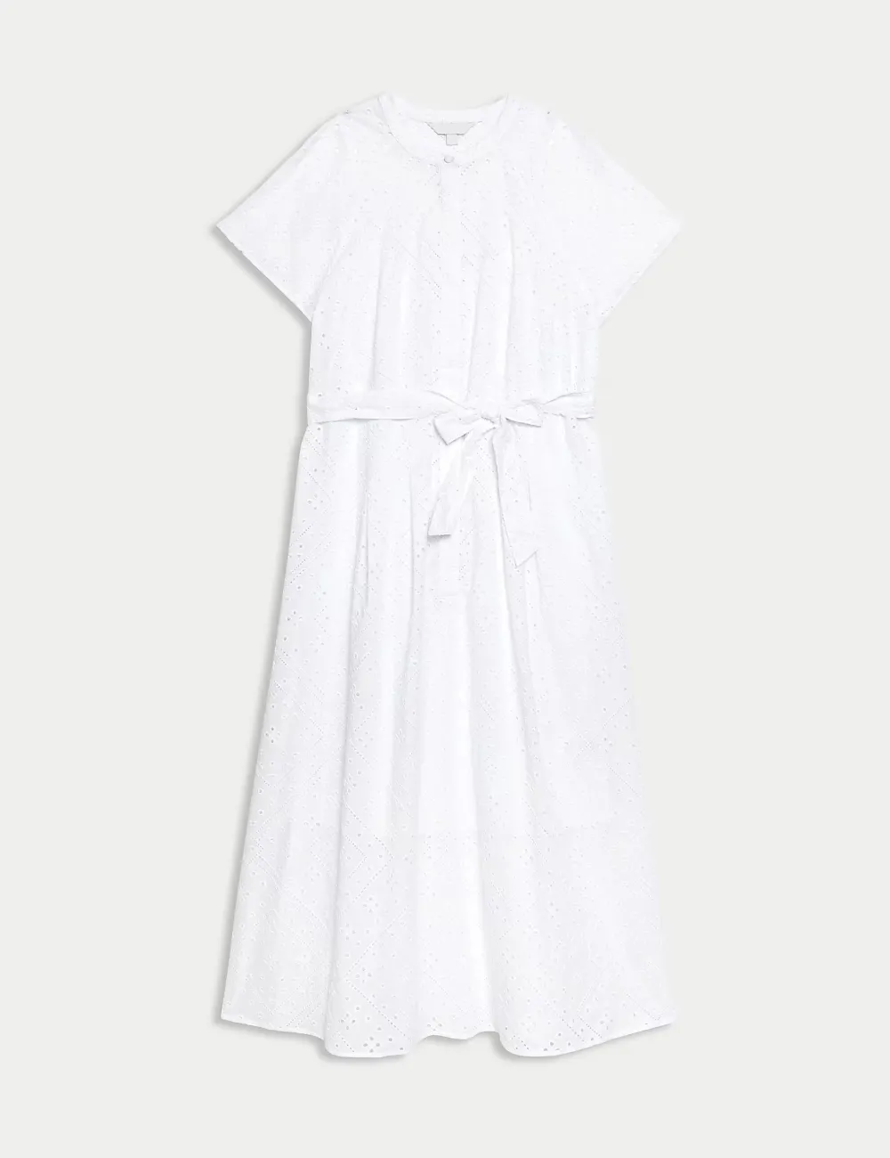 Pure Cotton Broderie Midaxi Shirt Dress