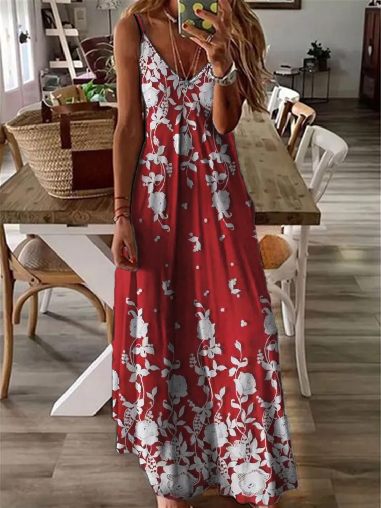 Vintage Floral Lace V Neck Cami Maxi Dress