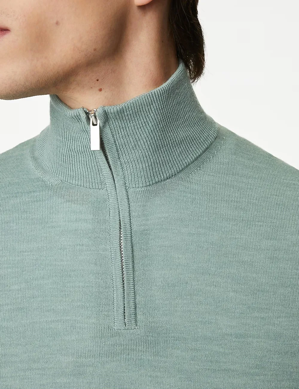 Pure Extra Fine Merino Wool Half Zip Jumper