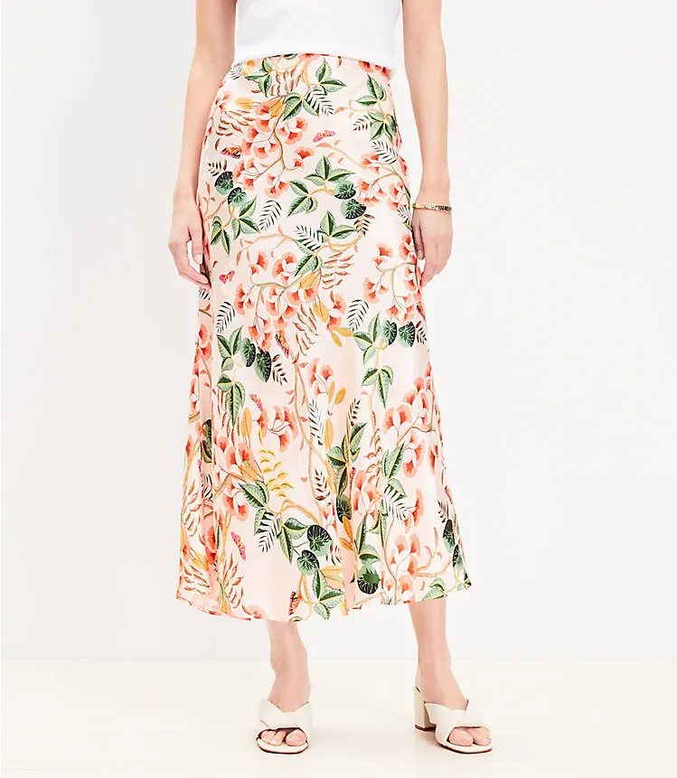 Leafed Bias Midi Skirt