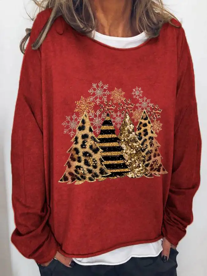 Women's Leopard   Tree Print Long Sleeve T-Shirt