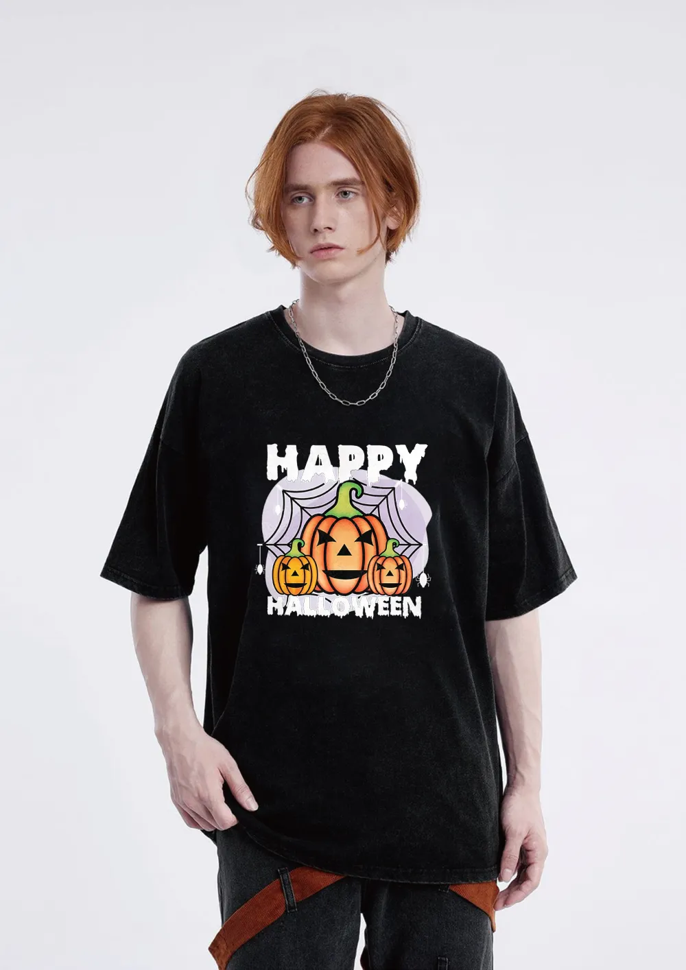 Women's Pumpkin Art Letter Printed T-shirt