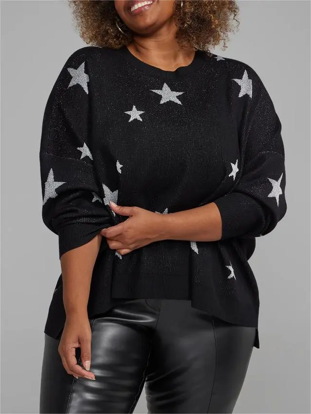 Metallic Star Pullover Sweater