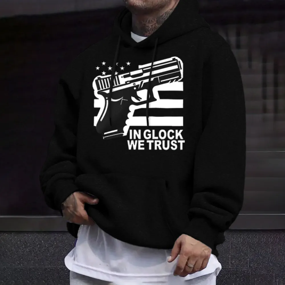 Mens In Glock We Trust  Hoodie,Long Sleeve, Size S-3XL