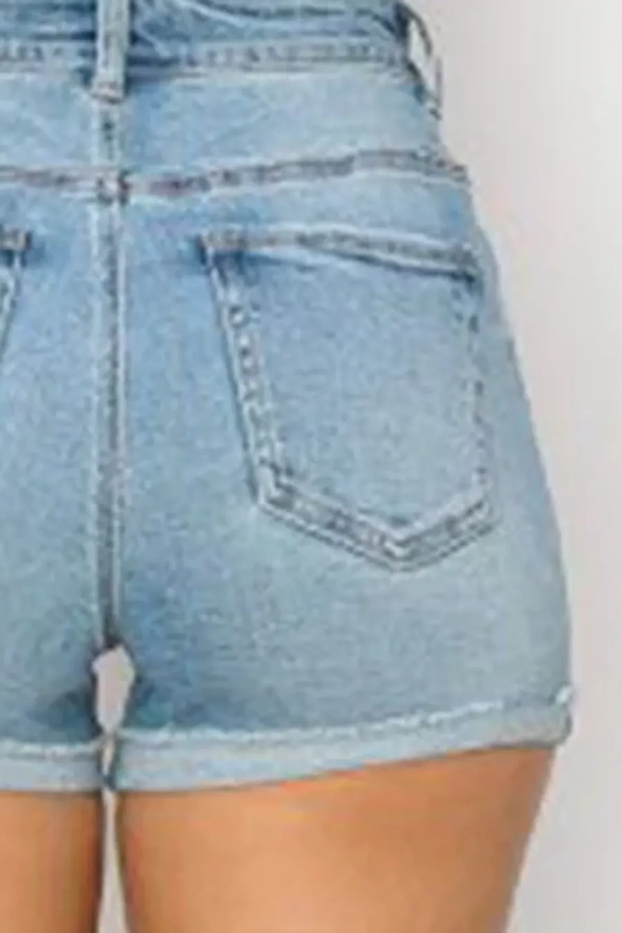 WAXJEAN High Rise Denim Shorts With Exposed Pocket Bag