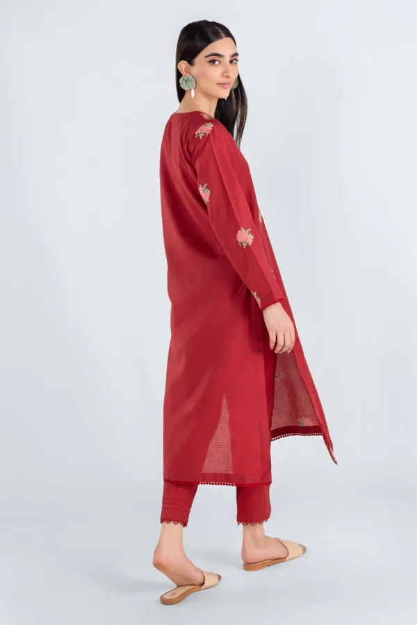 2 Piece Kurta | Embroidered & Pants | Red