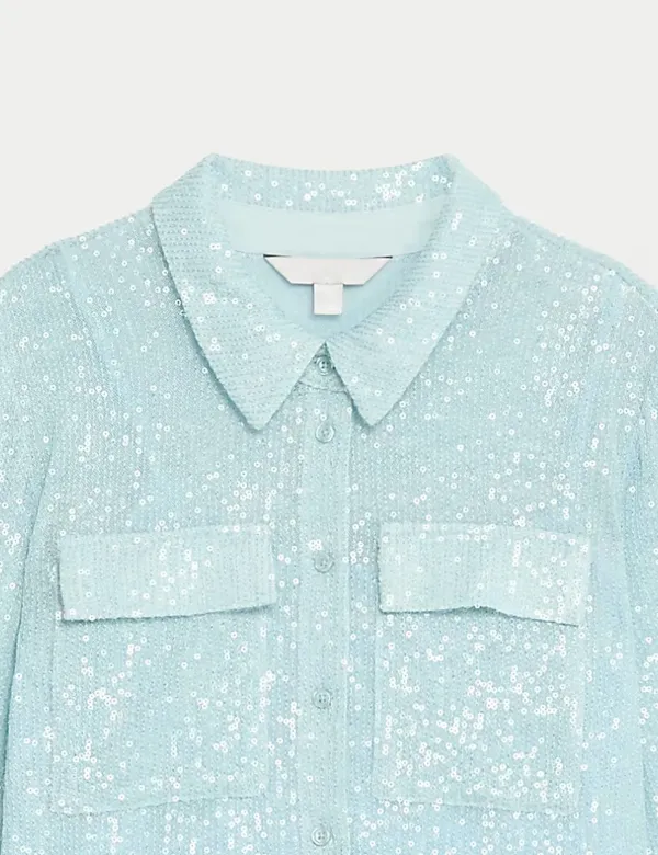 Sequin Collared Shirt