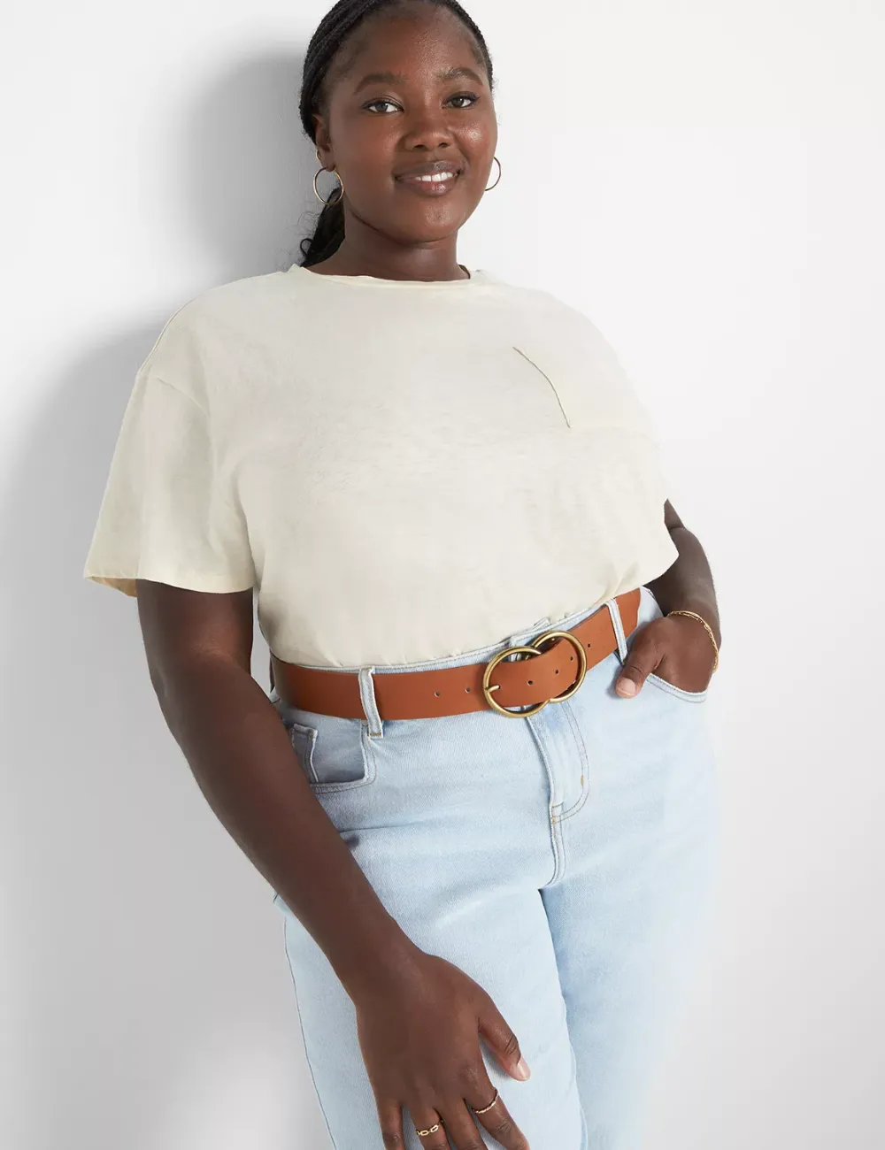 Relaxed Crop Short-Sleeve Pocket Tee