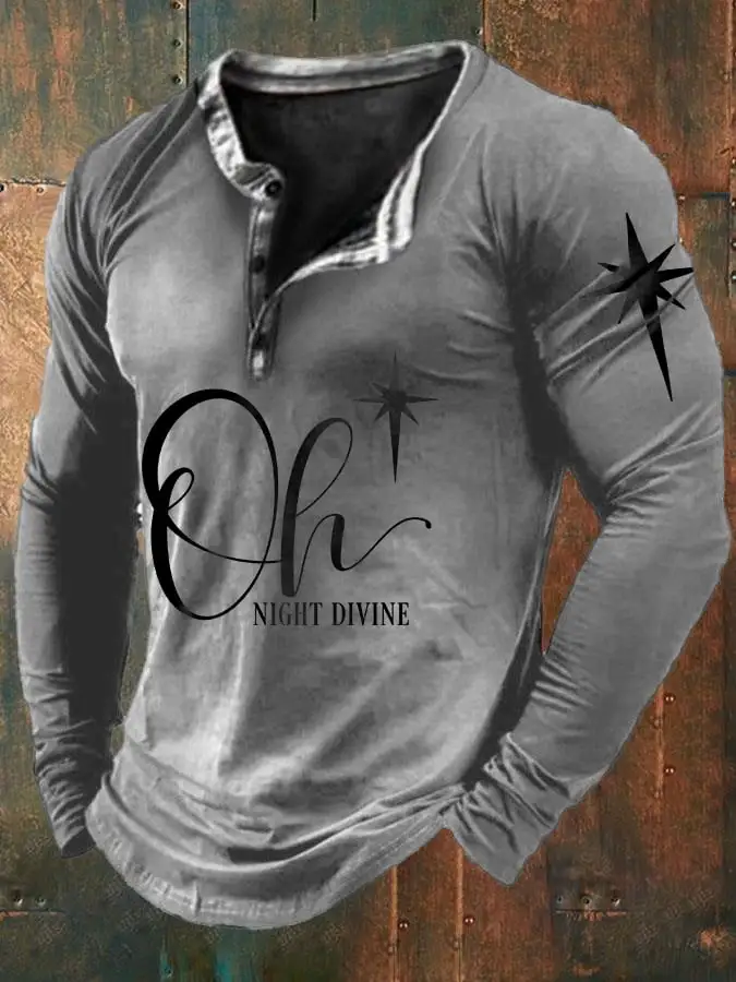 Men's  Oh Night Divine Print Long-Sleeve T-Shirt