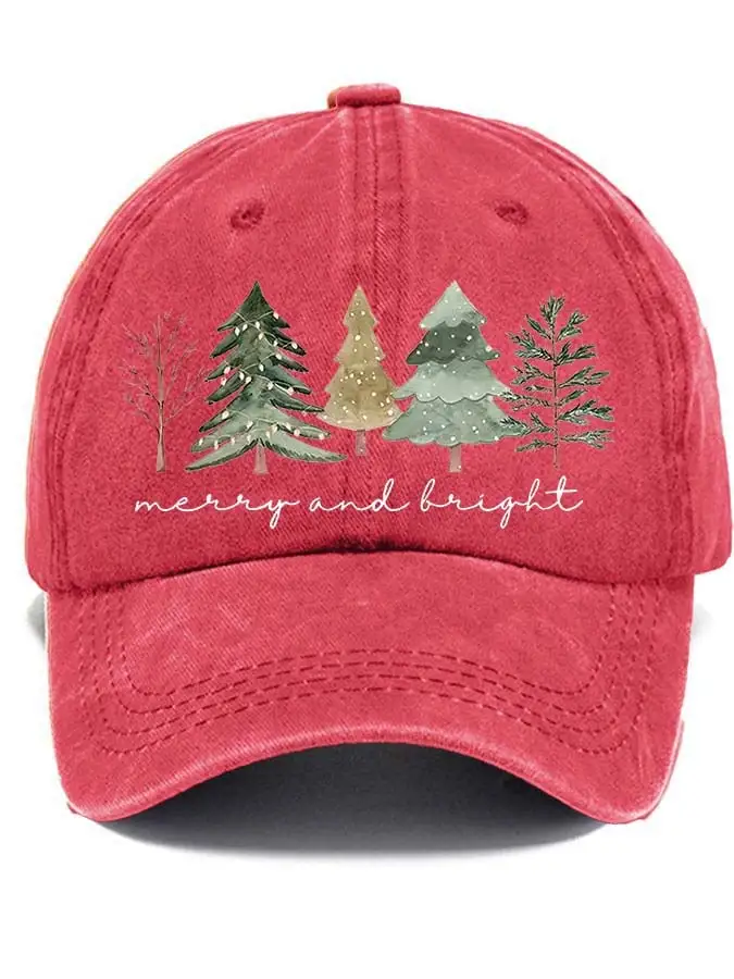 Women's Casual Merry And Bright Print Baseball Cap