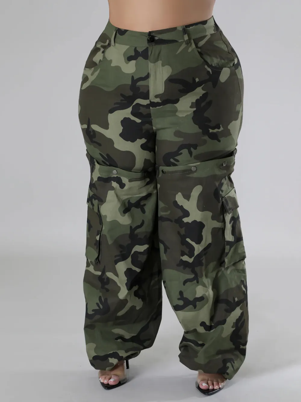 Plus-Size Fashion Women'S Detachable Camouflage Pants