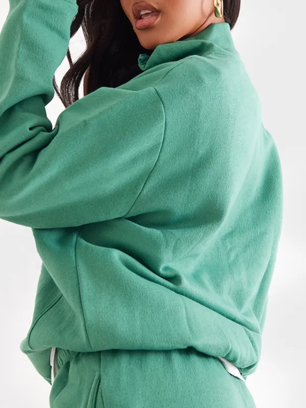 Dark Teal Seam Detail Zip Through Track Top