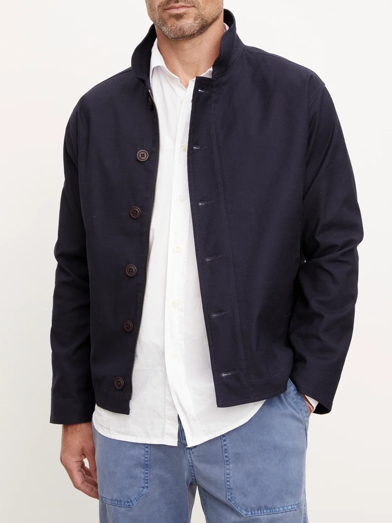 Stand Collar Solid Casual Jacket