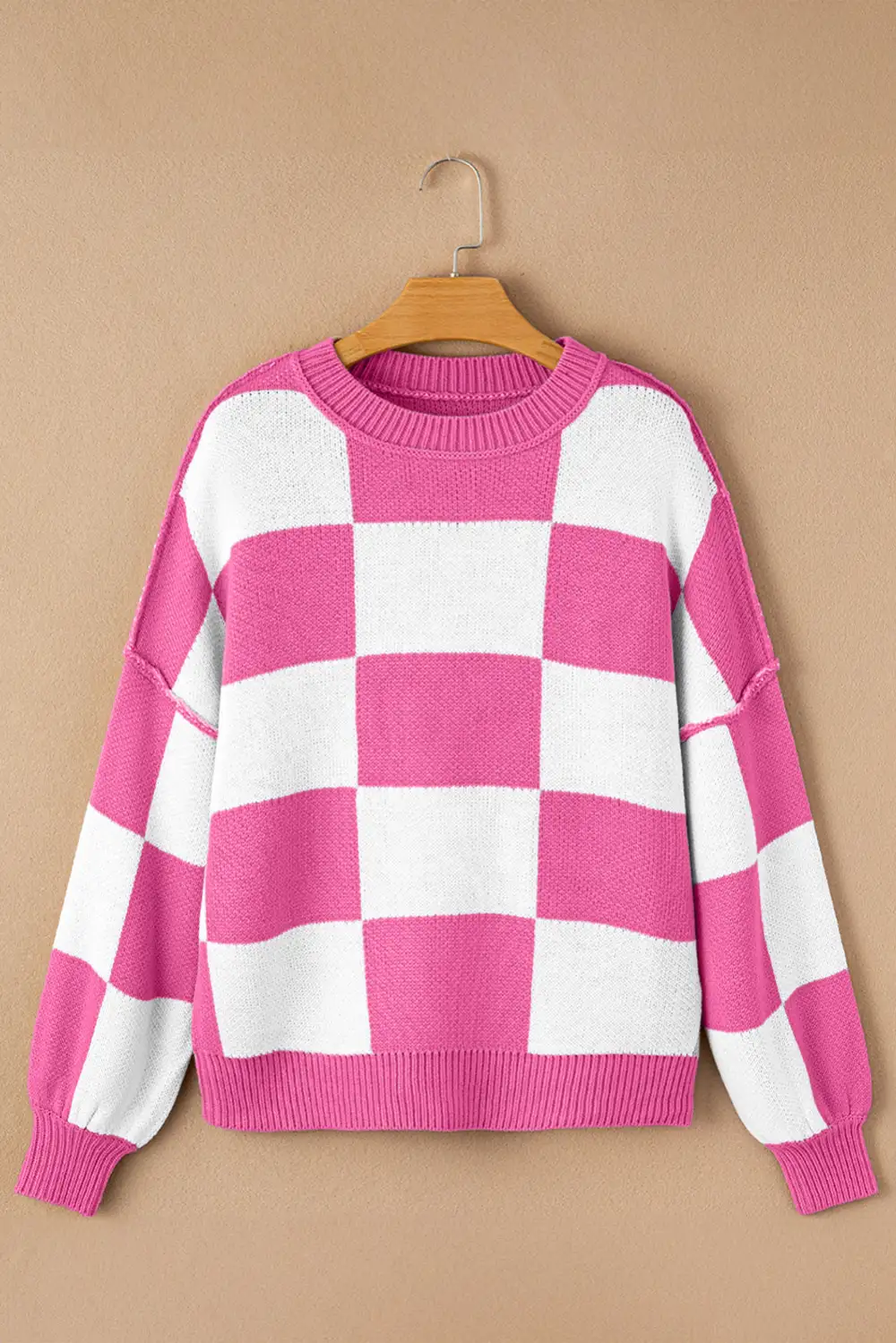 Checkered Bishop Sleeve Sweater