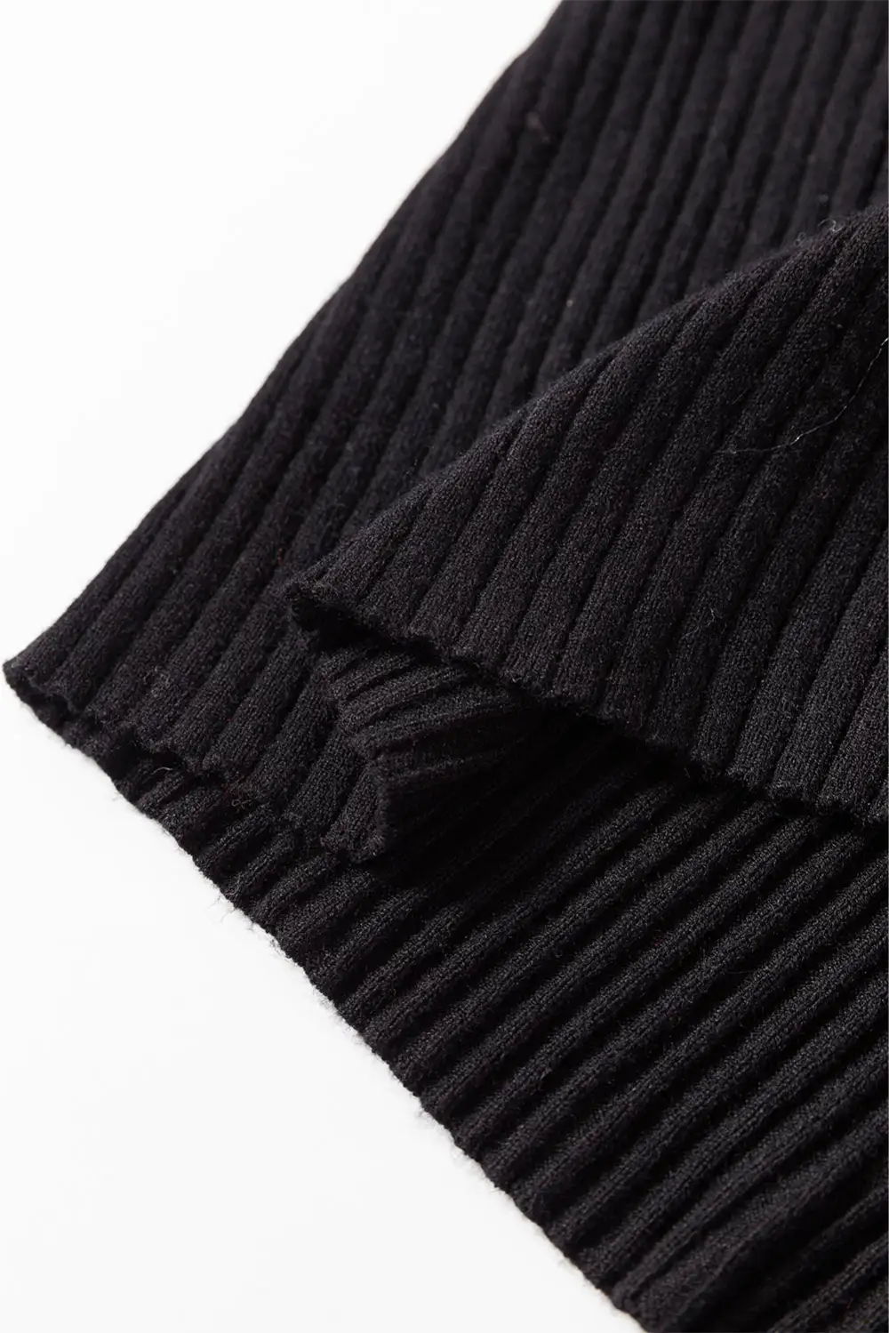 Black Ribbed Knit Collared Slim Fit Sweater Cardigan