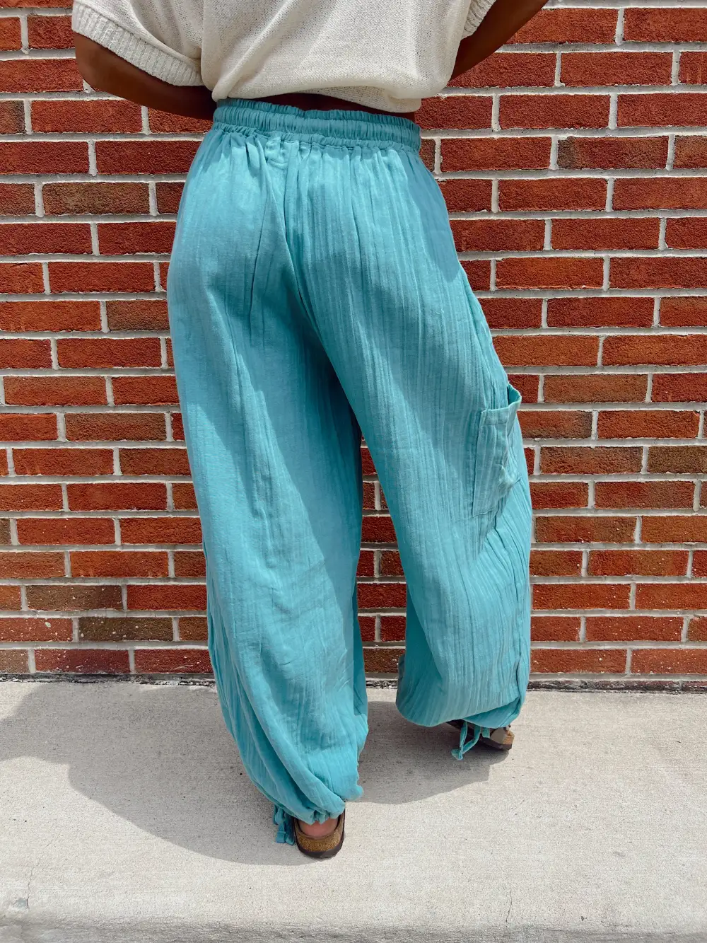 Carefree Aqua Wide Leg Pants