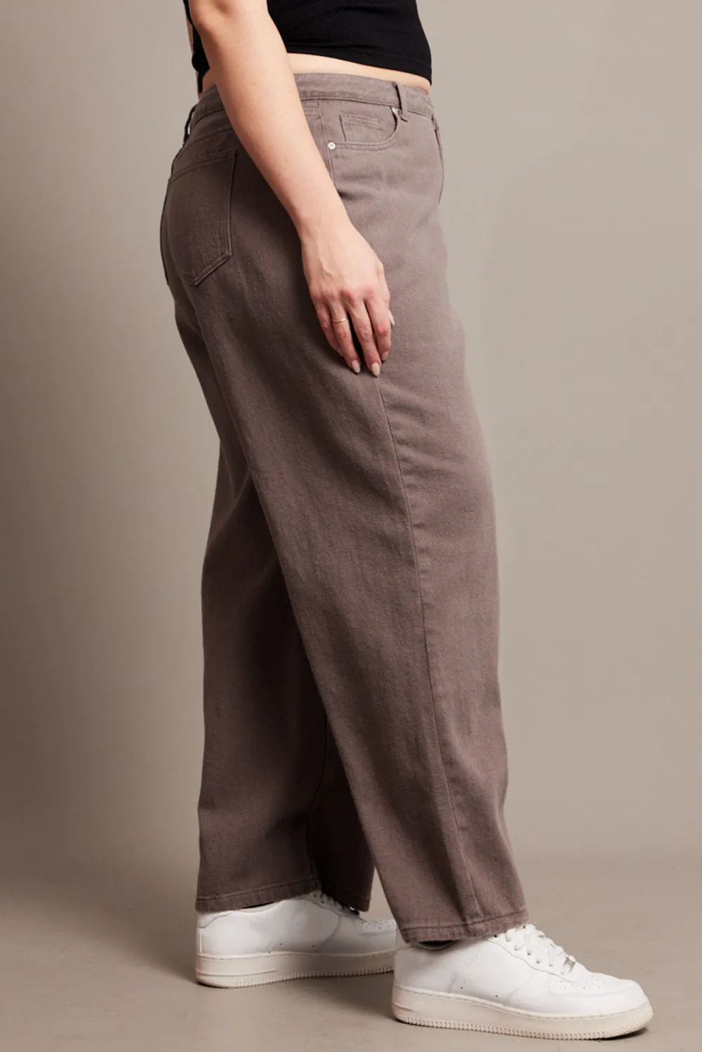 Grey Wide Leg Jeans High Rise