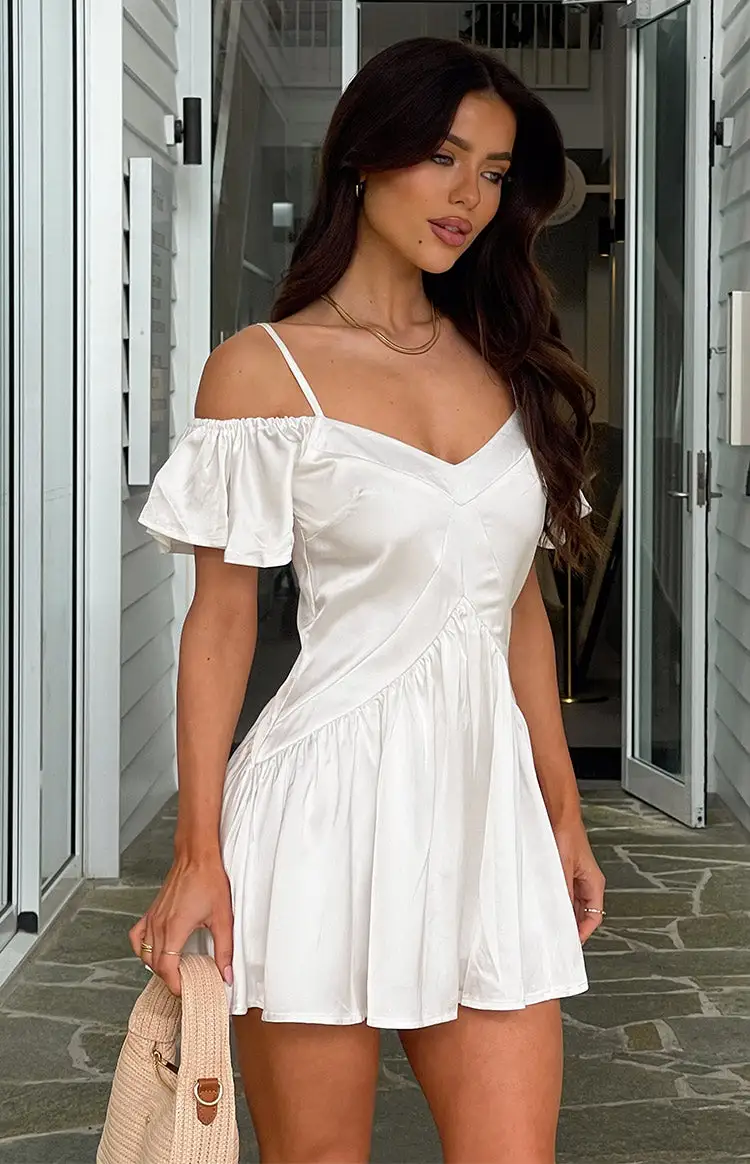 Asher White Satin Playsuit