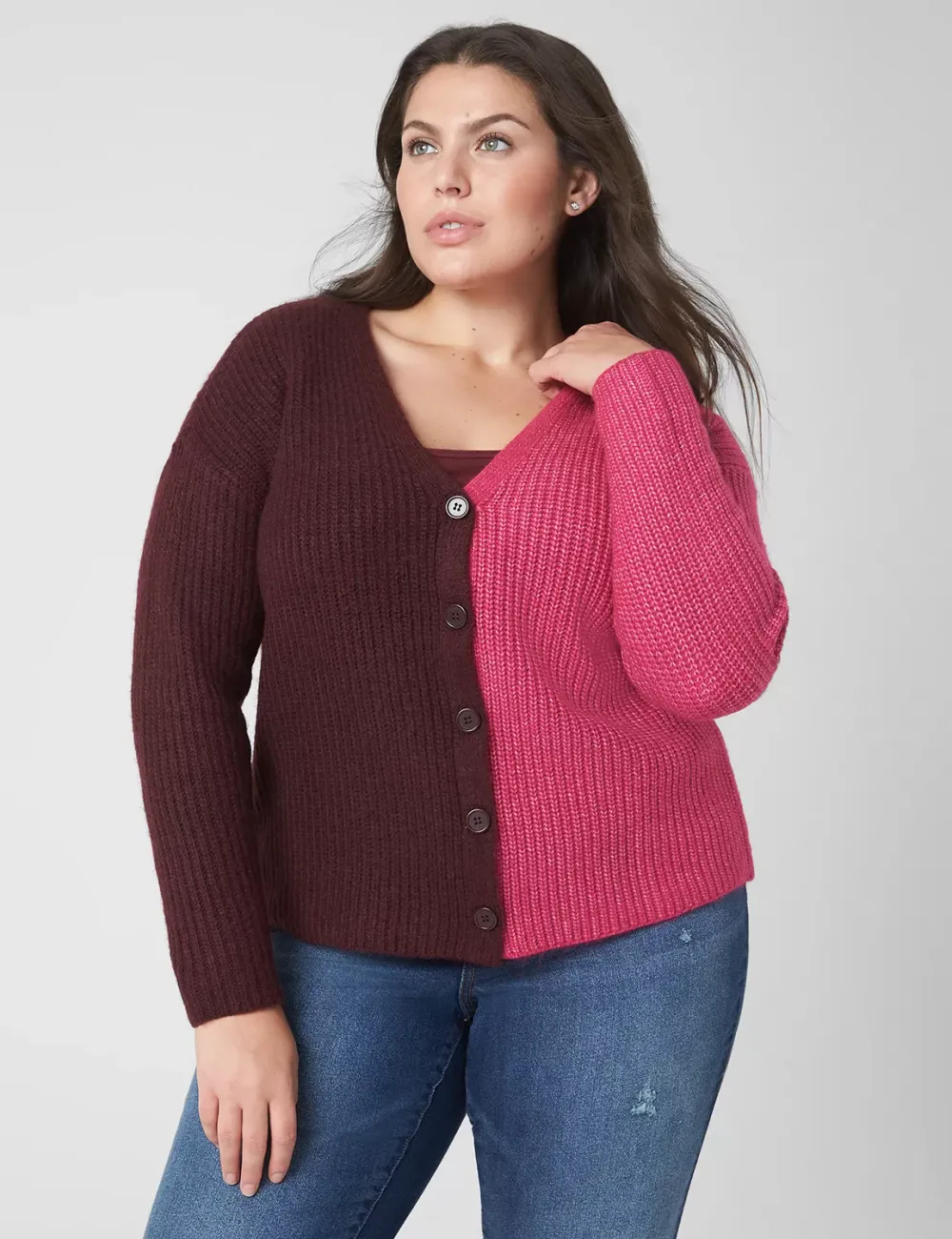 Classic Button-Front Colorblock Cardigan