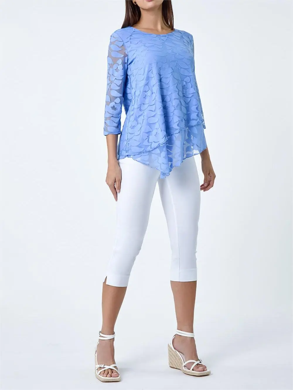 Blue Asymmetric Stretch Top