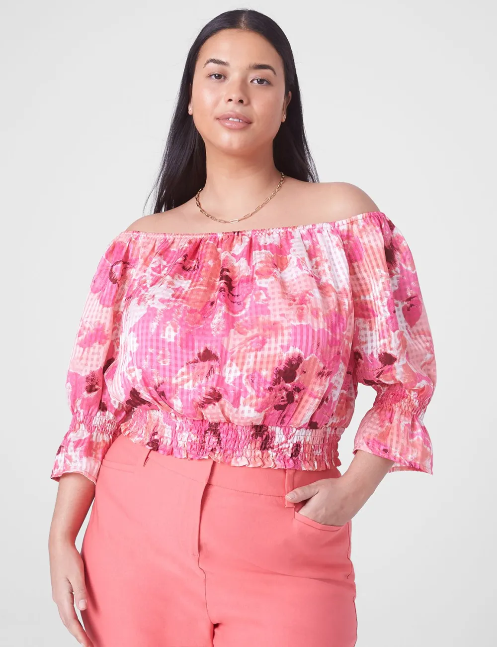 Classic Crop Off-The-Shoulder Chiffon Top