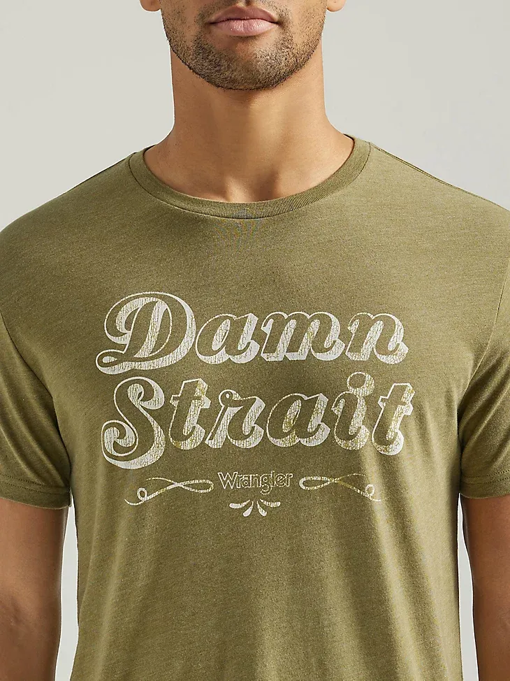 MEN'S GEORGE STRAIT DAMN STRAIT GRAPHIC T-SHIRT IN OLIVE HEATHER