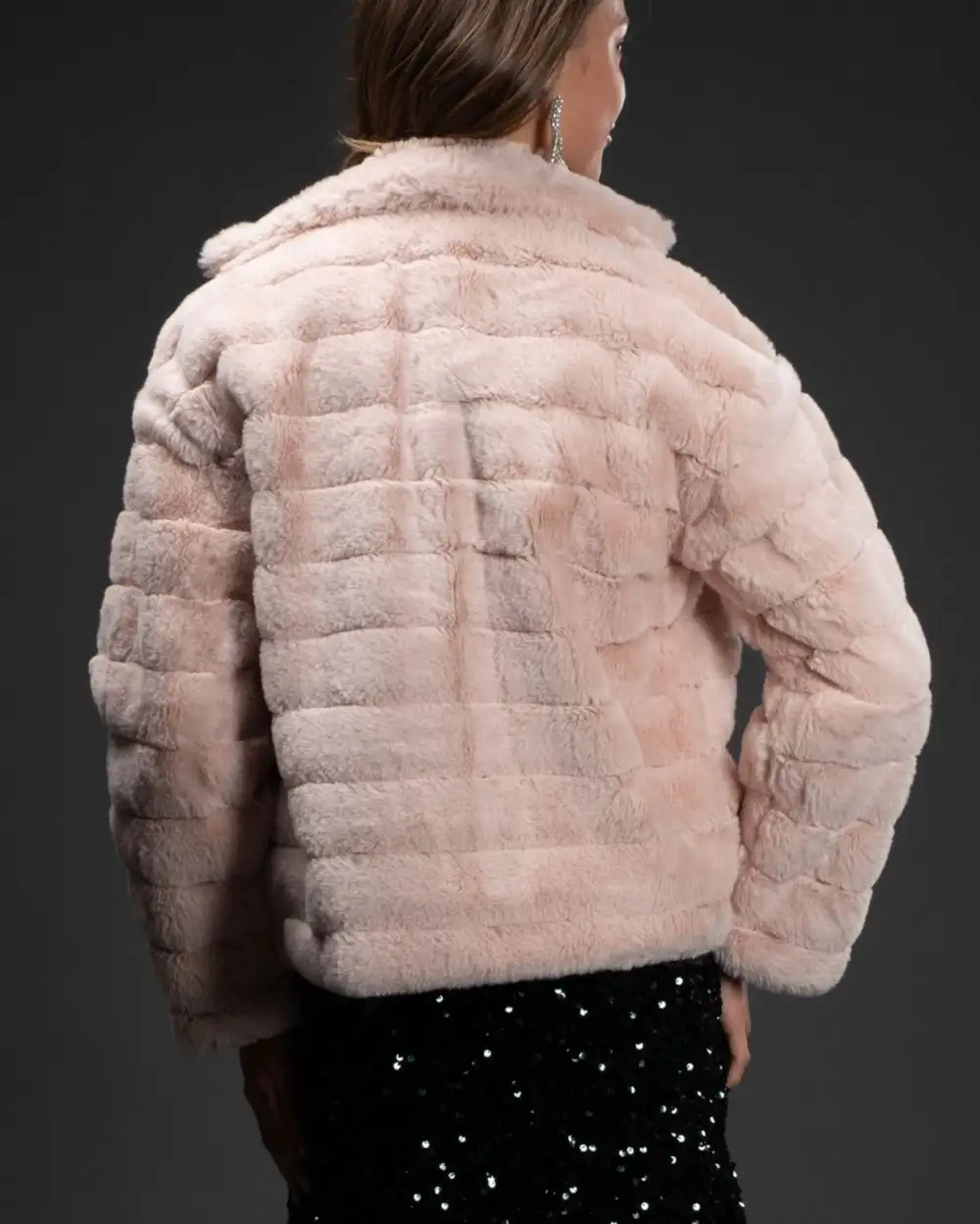 Faux Fur Collared Puffer Jacket - Beige