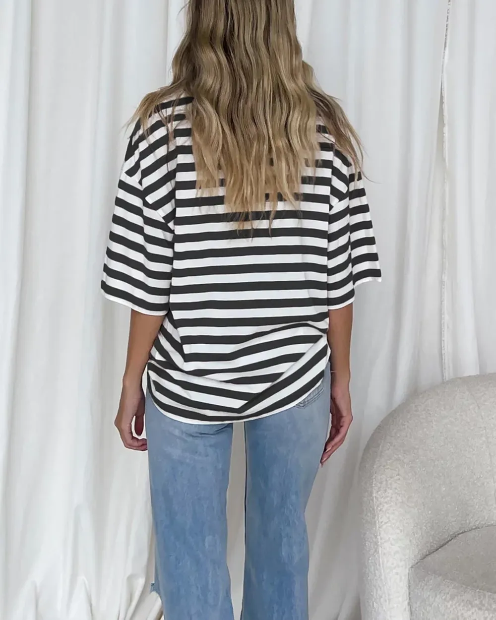 Nostalgia Stripe Oversized Boyfriend Tee