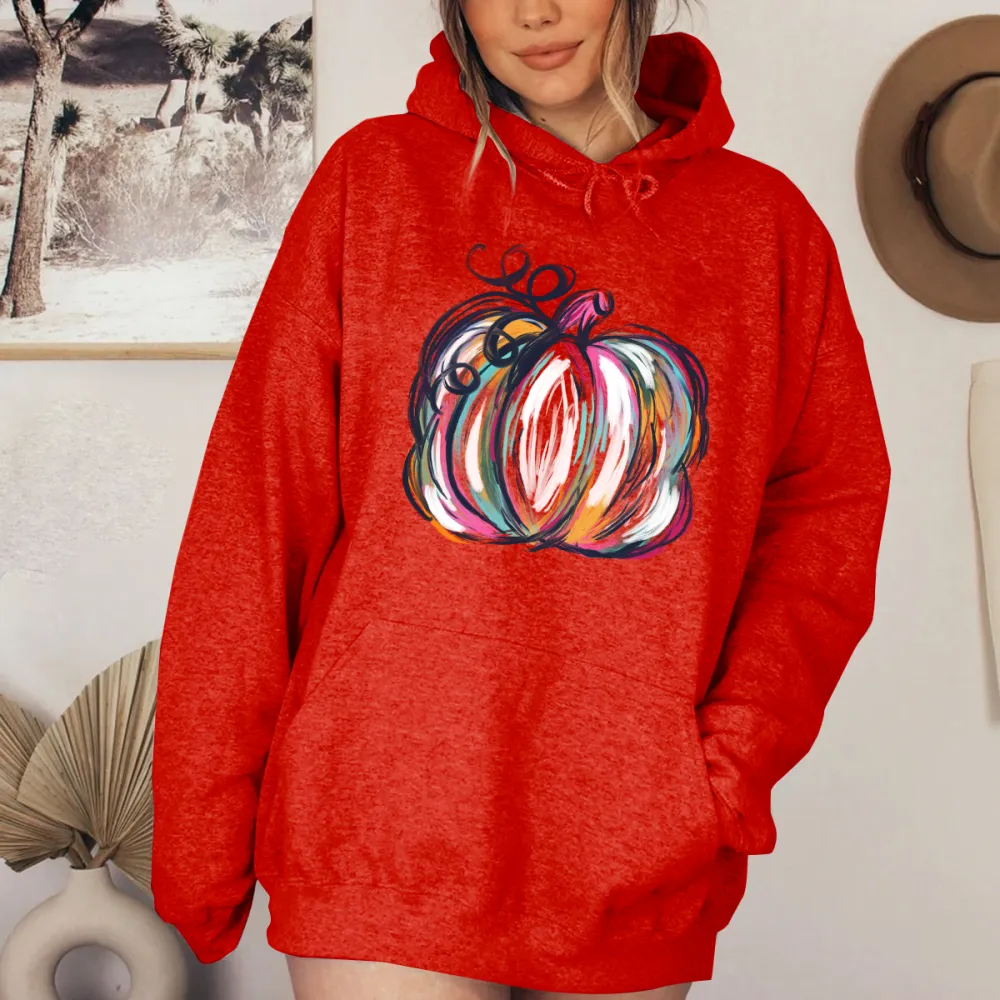 Women's Casual Pumpkin Print Hoodie