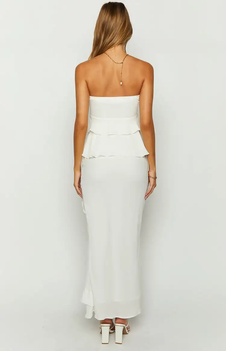 Raleigh White Ruffle Maxi Skirt