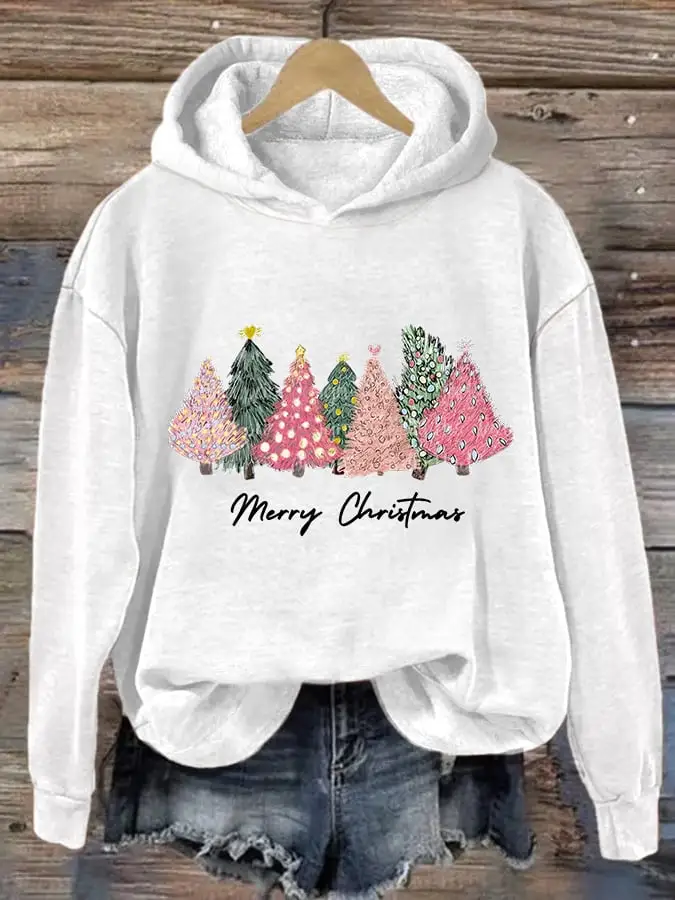 Women's  Merry Christmas! Christmas Tree Casual Hoodie