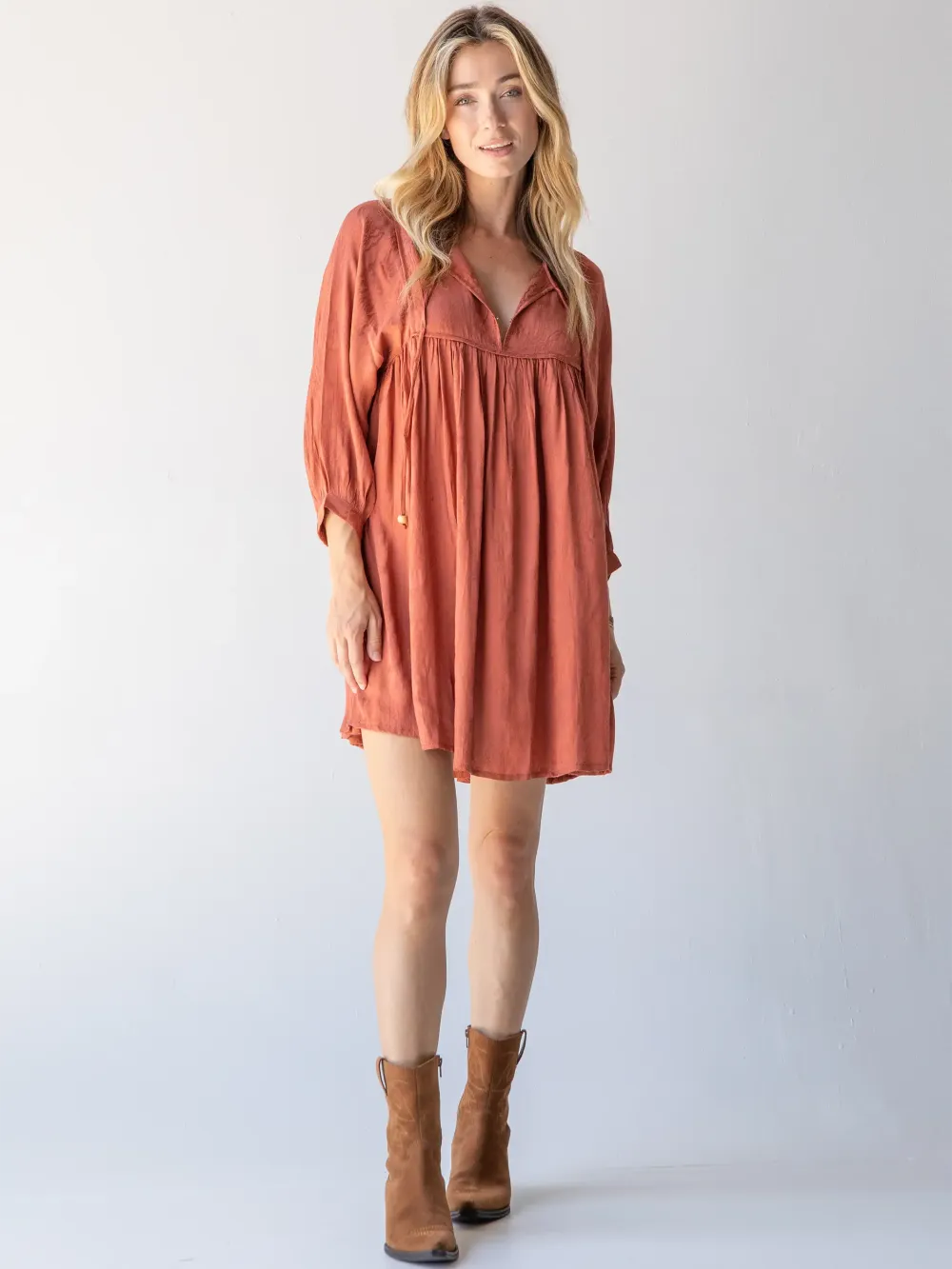 Rose Mini Dress - Rust