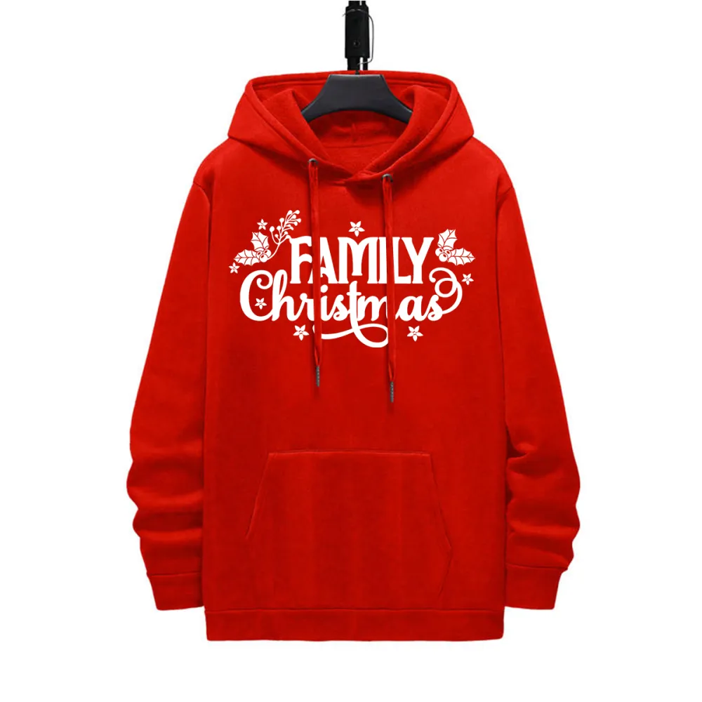 FAMILY CHRISTMAS PATTERN PRINTED HOODIE