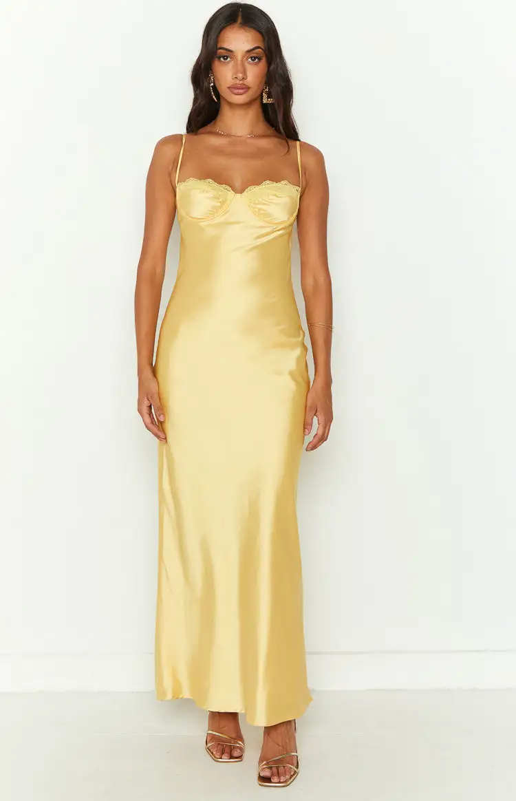 Mariana Yellow Lace Bust Midi Dress