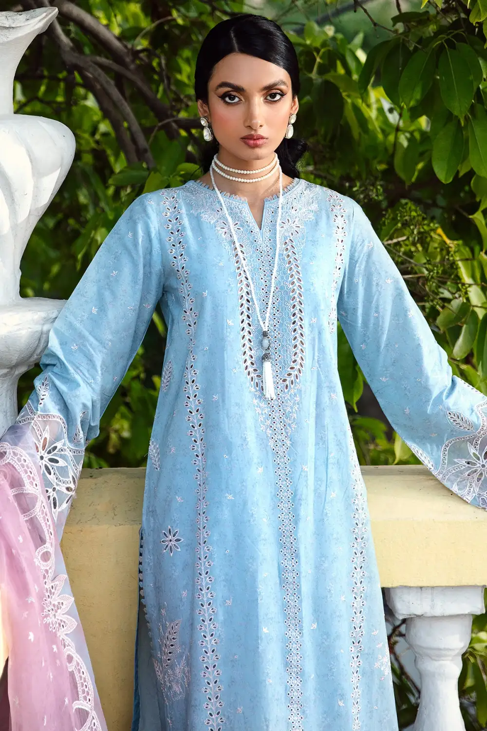 Powder Blue Embroidered Lawn