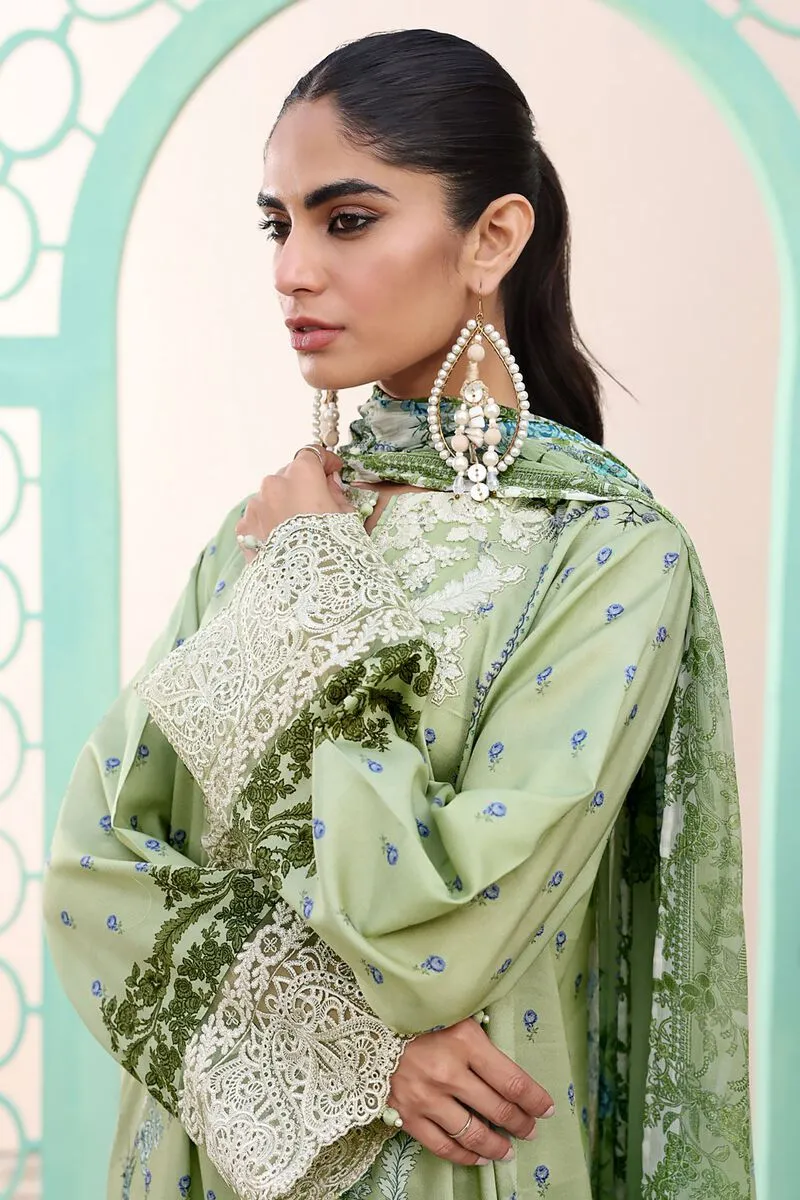 3 Piece Kurta Embroidered | Dupatta& Bottom & Tops | Color light green