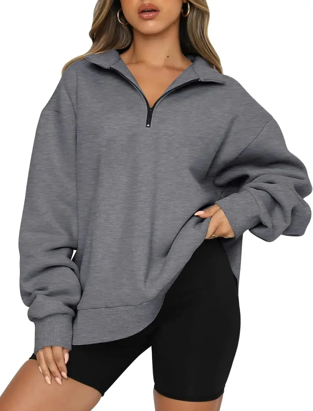 Oversized Sweatshirts Half Zip Pullover Long Sleeve