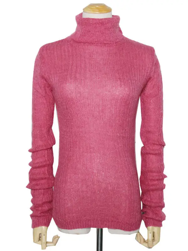 Simple Solid Color High-Neck Long Sleeves Knitwear