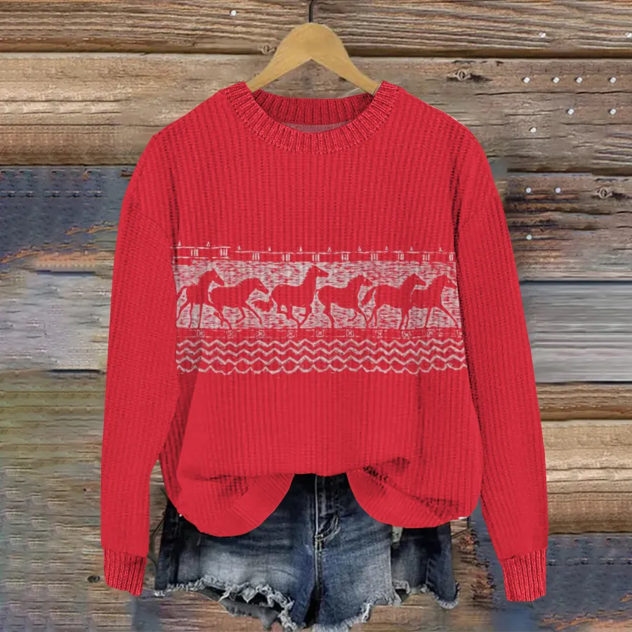 Southwest Horse Pattern Women'S Sweater