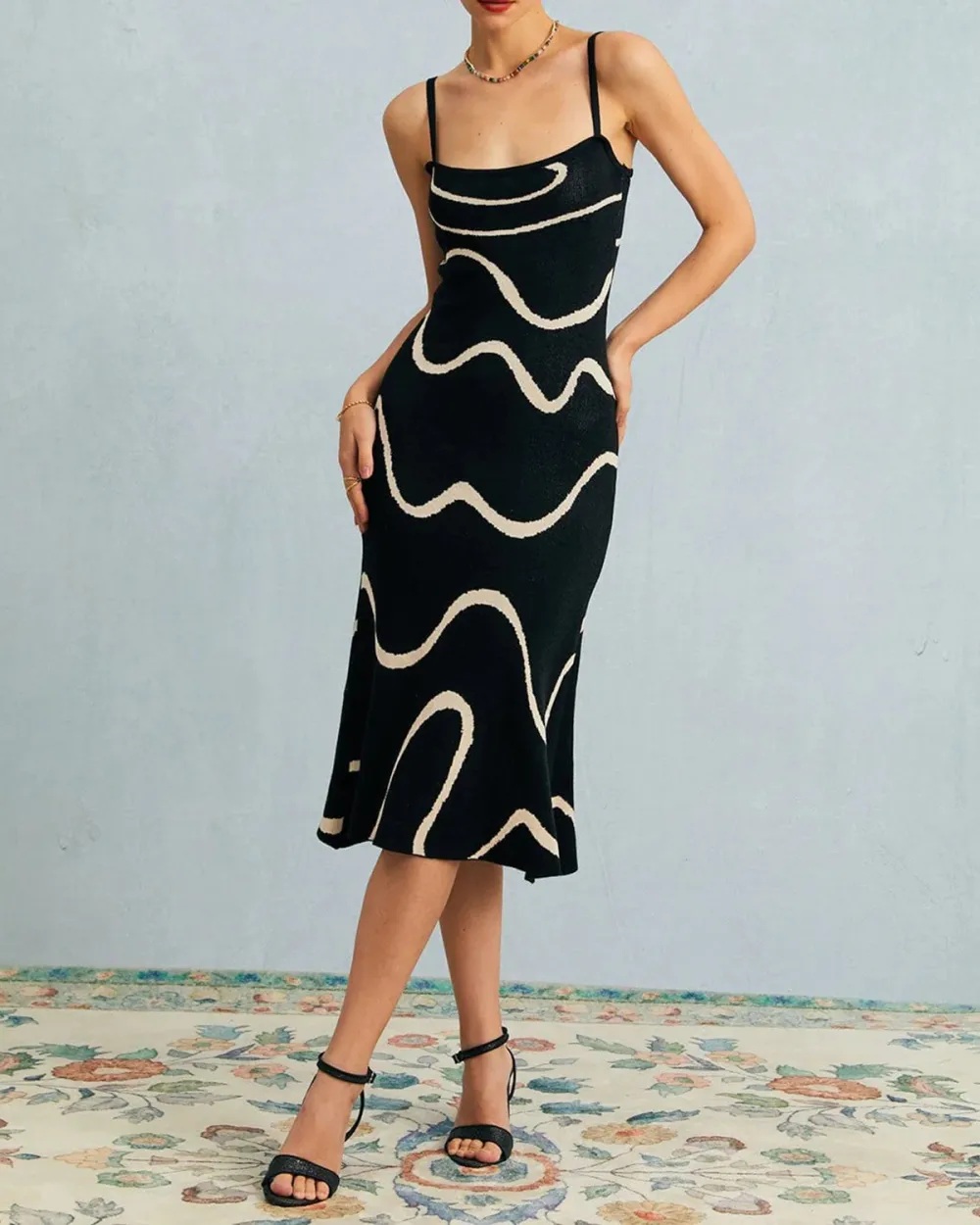 Black Wave Sling Dress