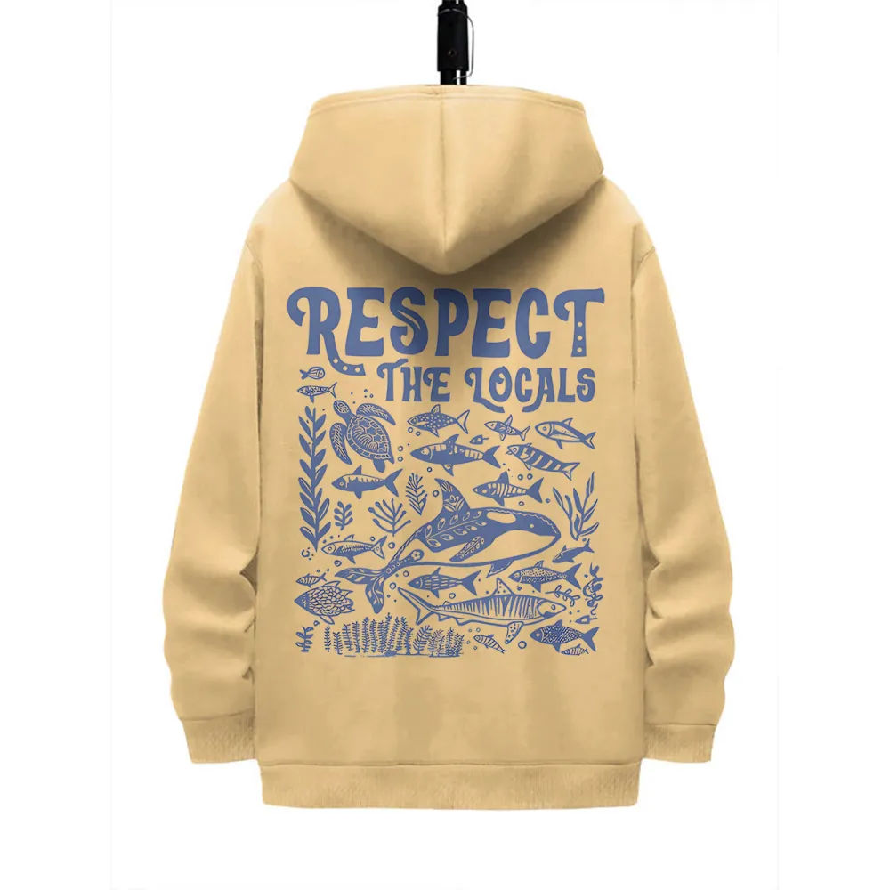 RESPECT THE LOCALS PATTERN PRINTED HOODIE