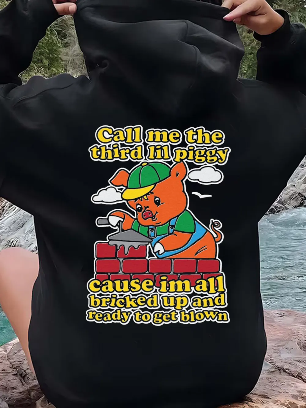 Called Me Third Lil Pig Pattern Hoodie