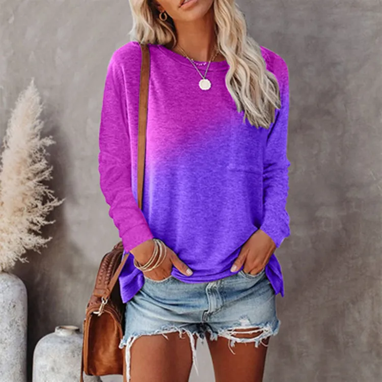 Casual Gradient Print Long Sleeve T-Shirt