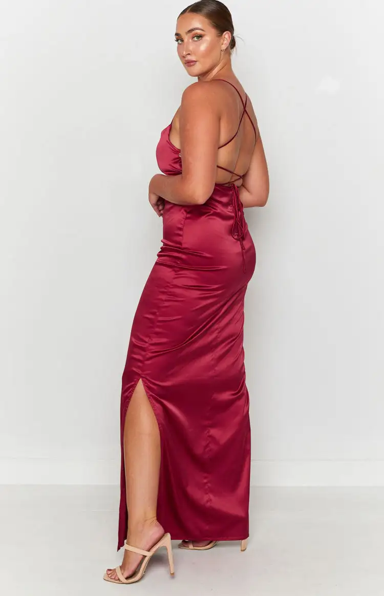 Manhattan Slip Formal Dress Wine