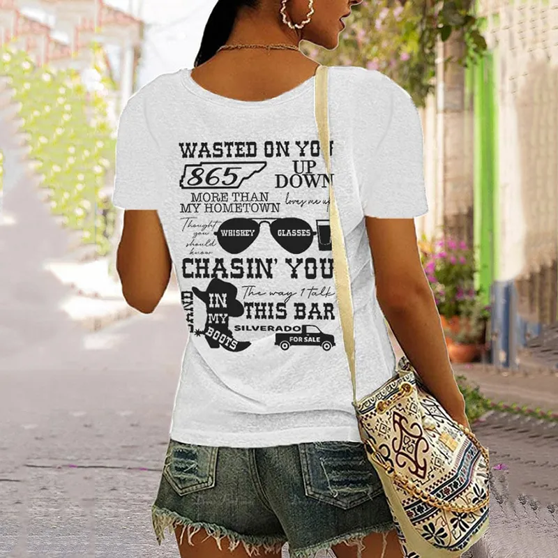 Wallen Wasted On You Shirt Country Music Print Casual T-Shirt