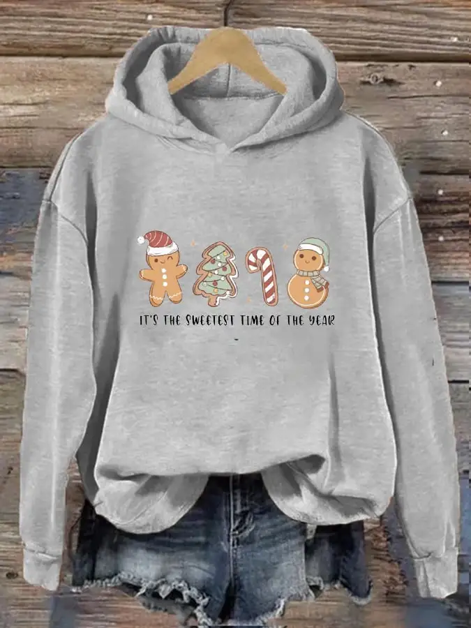 Women's It'S The Sweetest Time Of The Year Christmas Print Casual Hooded