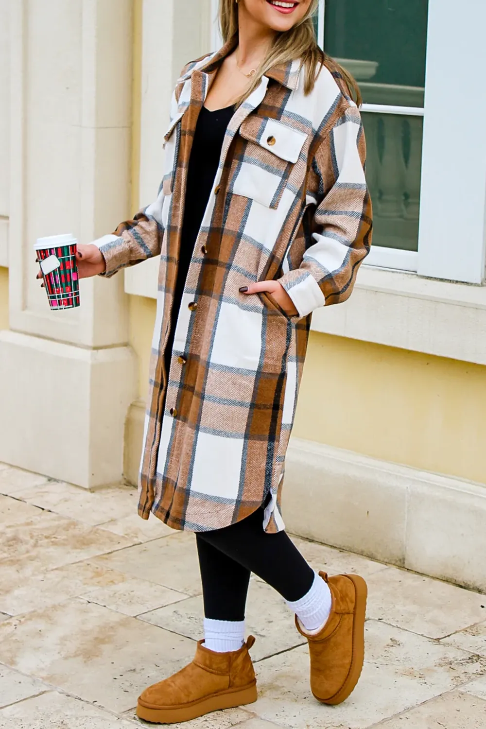 Long plaid coat