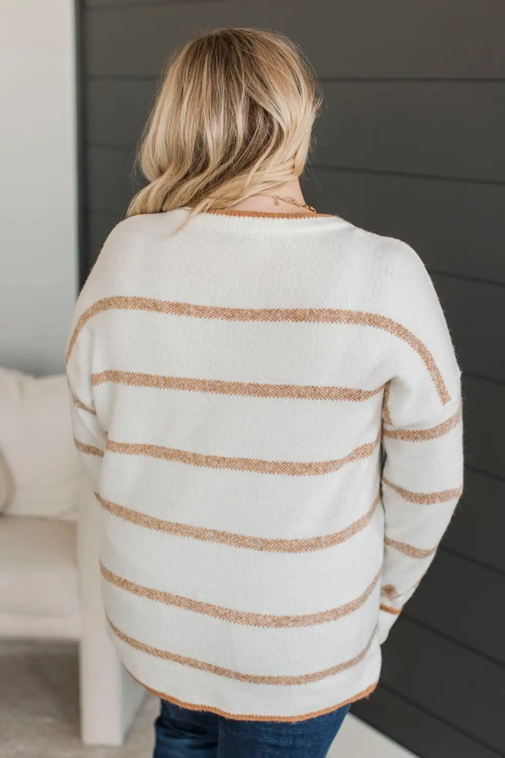 Undivided Attention Striped Sweater- Ivory & Honey