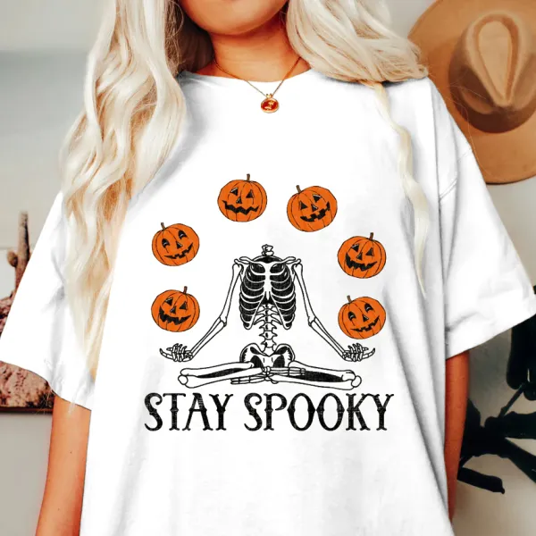 Stay Spooky Skeleton Pumpkin T-Shirt